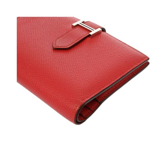 Pre Loved Hermes Luxury Leather Wallet with Box and Coin Case Unisex Red - Picture 7 of 8